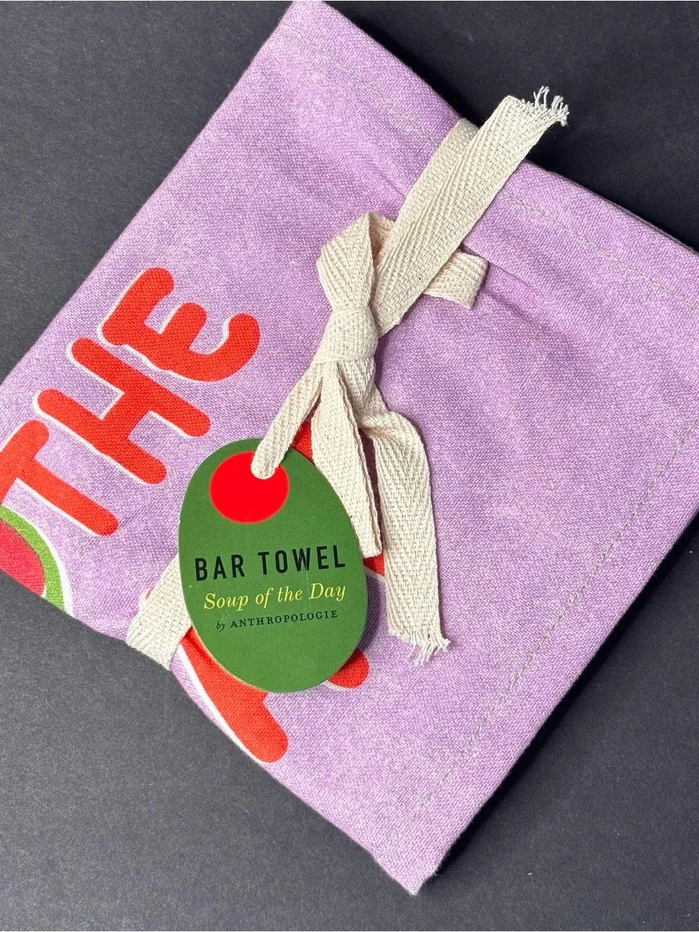 NWT Anthropologie Soup Of The Day Bar Dish Towel 24” X 12”
